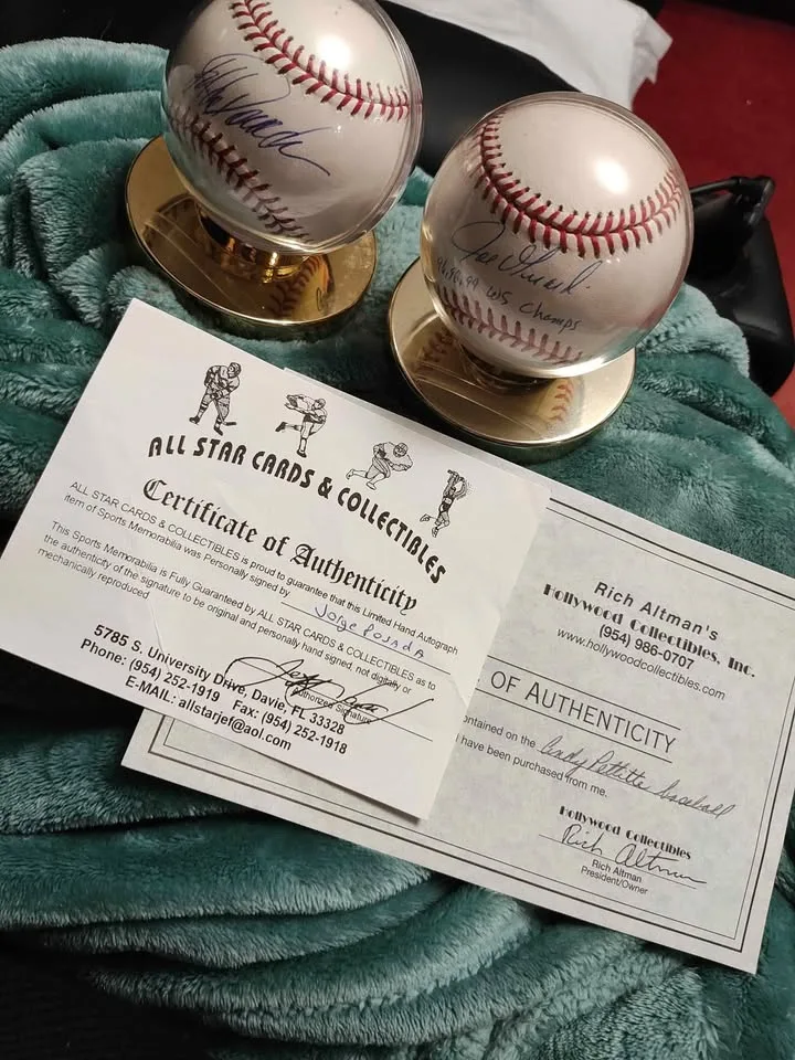 Andy Pettite and Jorge Posada autographed baseballs image indicator(2)