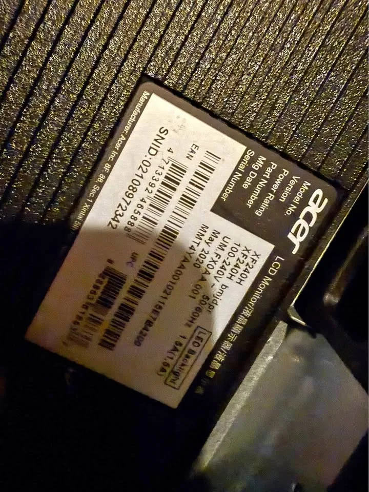 Acer 144hz monitor (no stand just monitor) thumbnail