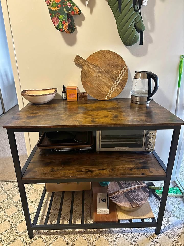 Rustic Brown & Black Kitchen Island / Bar Table