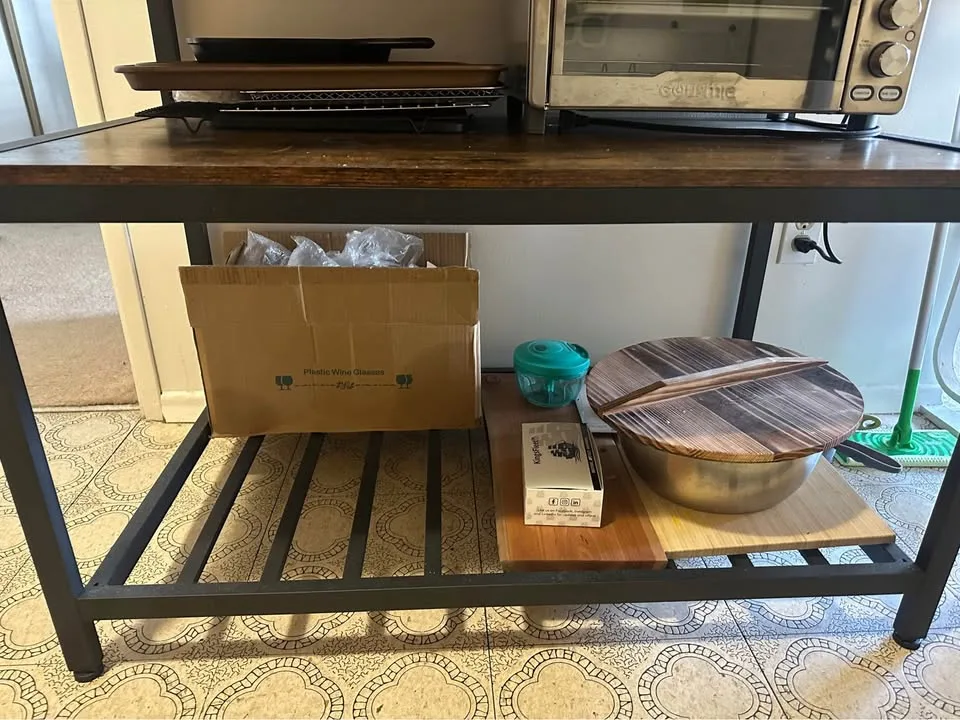 Rustic Brown & Black Kitchen Island / Bar Table image indicator(3)