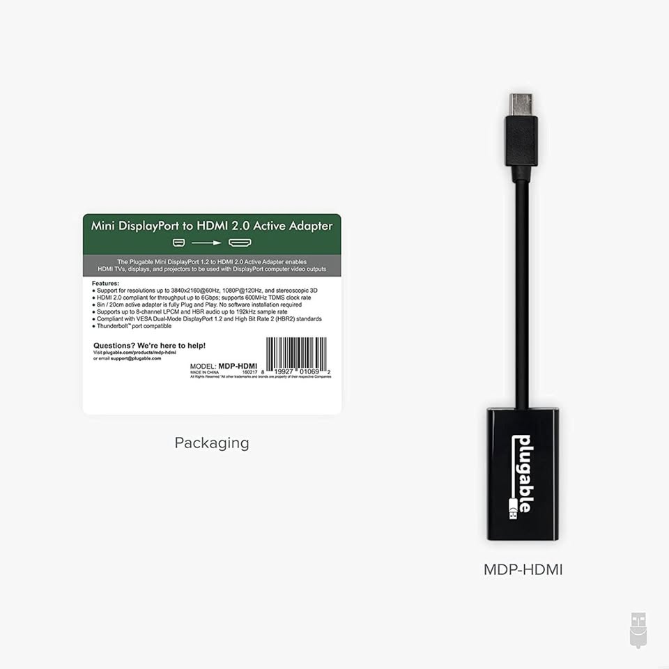 Plugable Mini DisplayPort/Thunderbolt 2 to HDMI 2.0 Adapter - photo 2