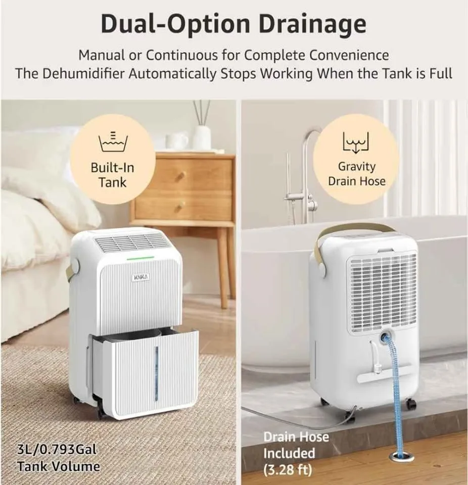 Dehumidifier for Basement with Drain Hose Max 34 Pints image indicator(4)