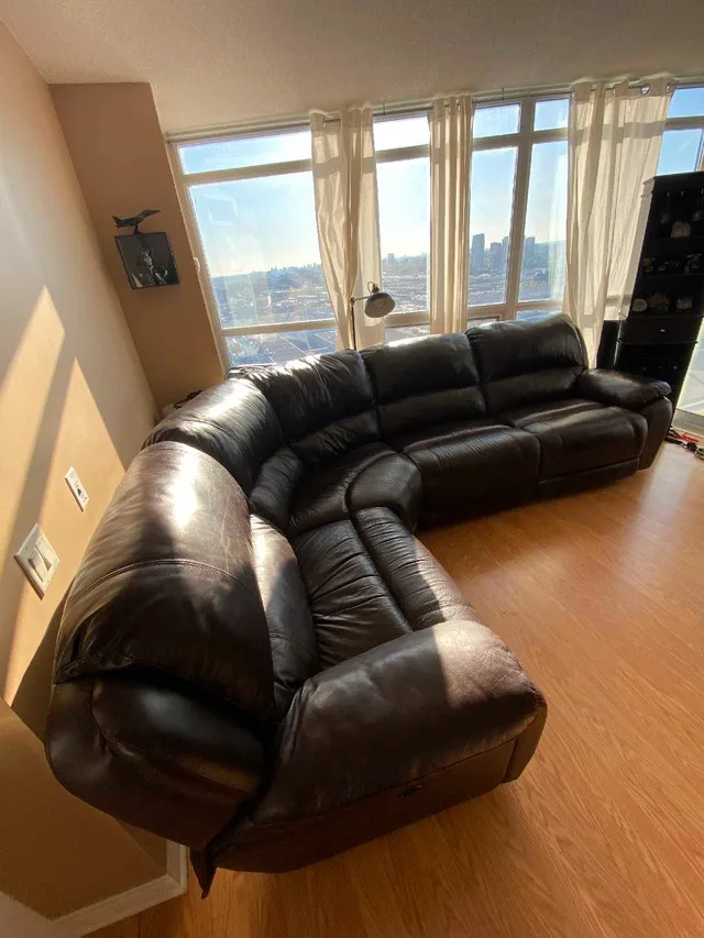Brown Leather Sectional Sofa with 2 Power Recliners – Used image indicator(2)