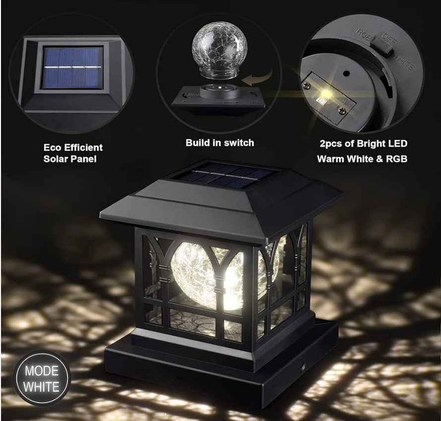 AEFRELEOHT Solar powered Post Cap Light, Model SL1688-8 - photo 2