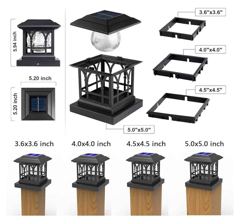 AEFRELEOHT Solar powered Post Cap Light, Model SL1688-8 - photo 3