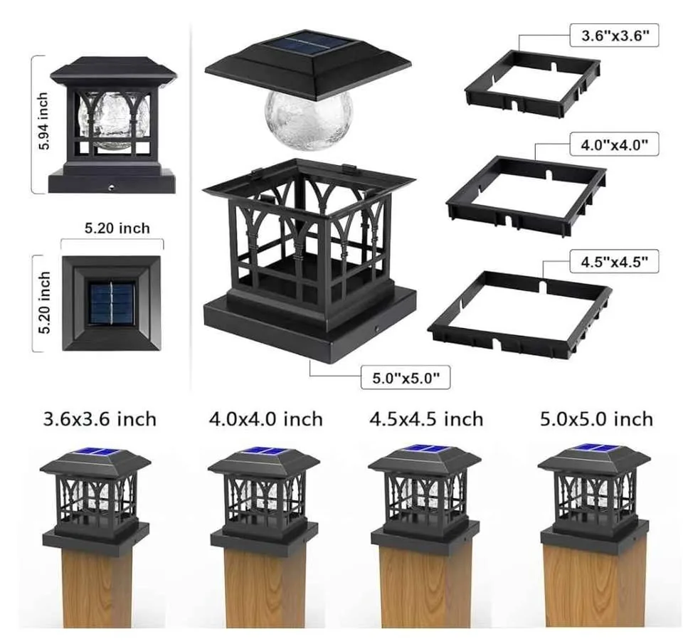 AEFRELEOHT Solar powered Post Cap Light, Model SL1688-8 image indicator(3)