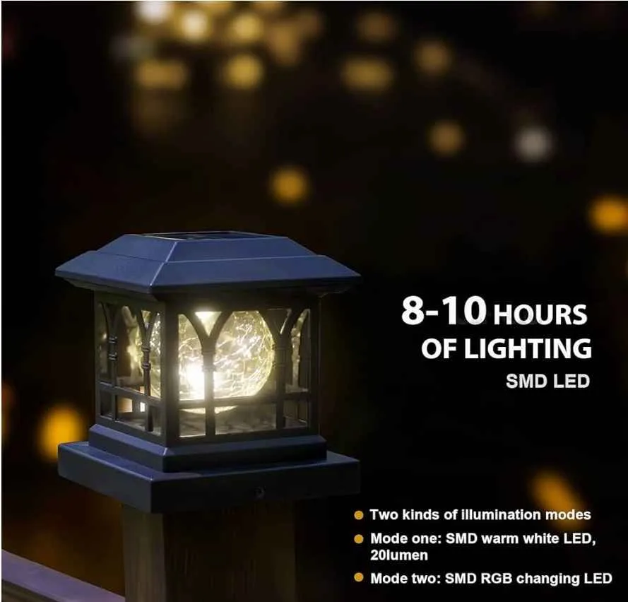 AEFRELEOHT Solar powered Post Cap Light, Model SL1688-8 image indicator(6)