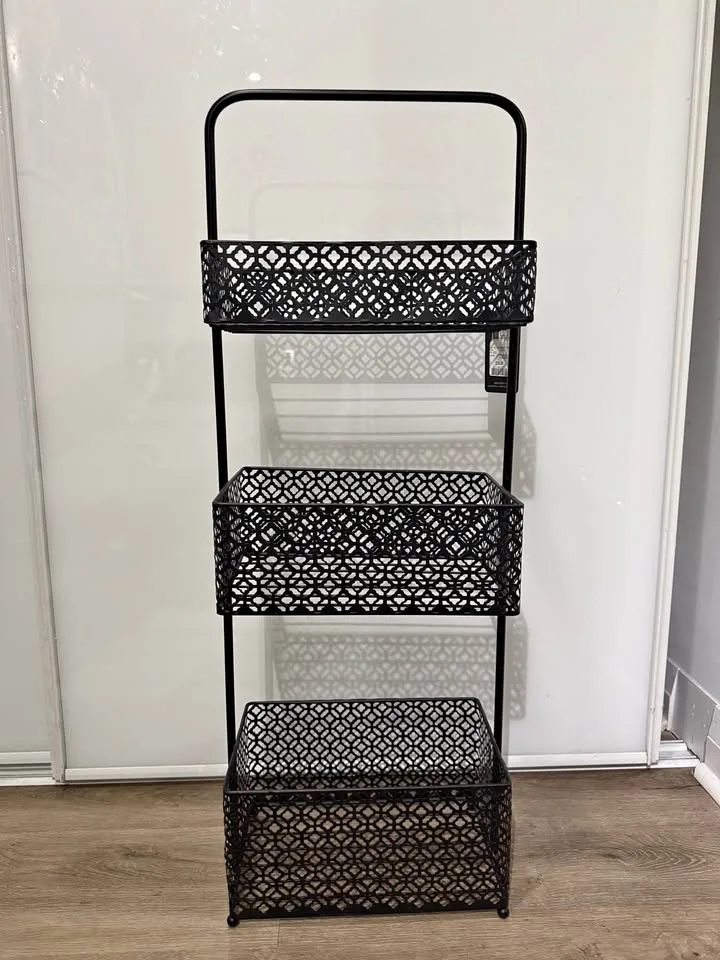 Black Metal 3-Tier Basket Stand thumbnail