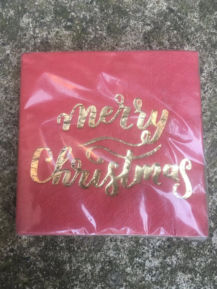 Red With Gold Foil Merry Christmas Cocktail Napkins - photo 2