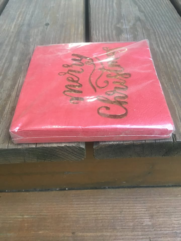 Red With Gold Foil Merry Christmas Cocktail Napkins - photo 4
