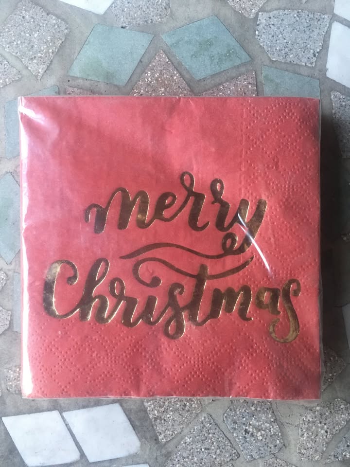 Red With Gold Foil Merry Christmas Cocktail Napkins - photo 5
