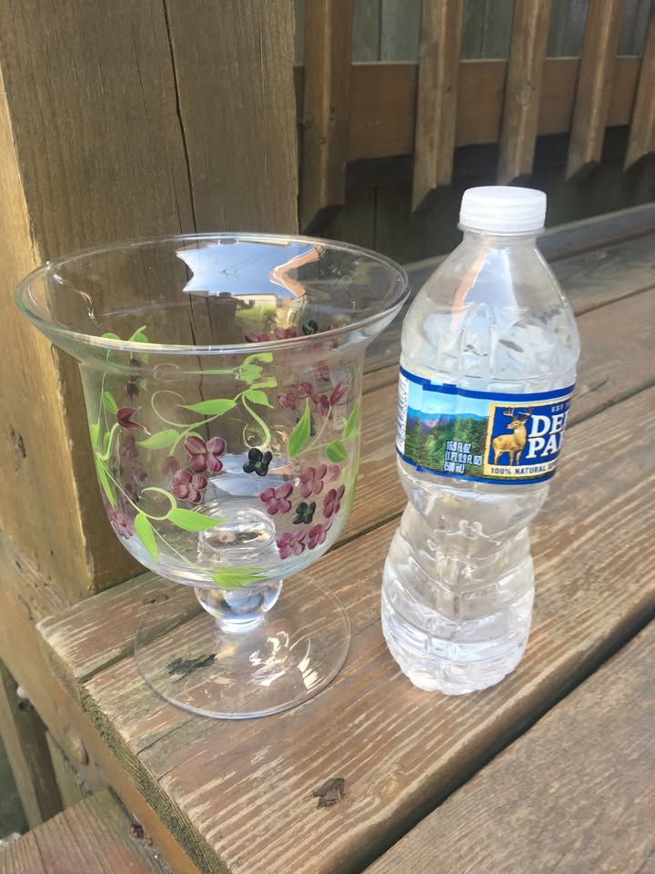 Hand Painted Glass Candle Holder/Vase - 6.75” Tall - photo 2