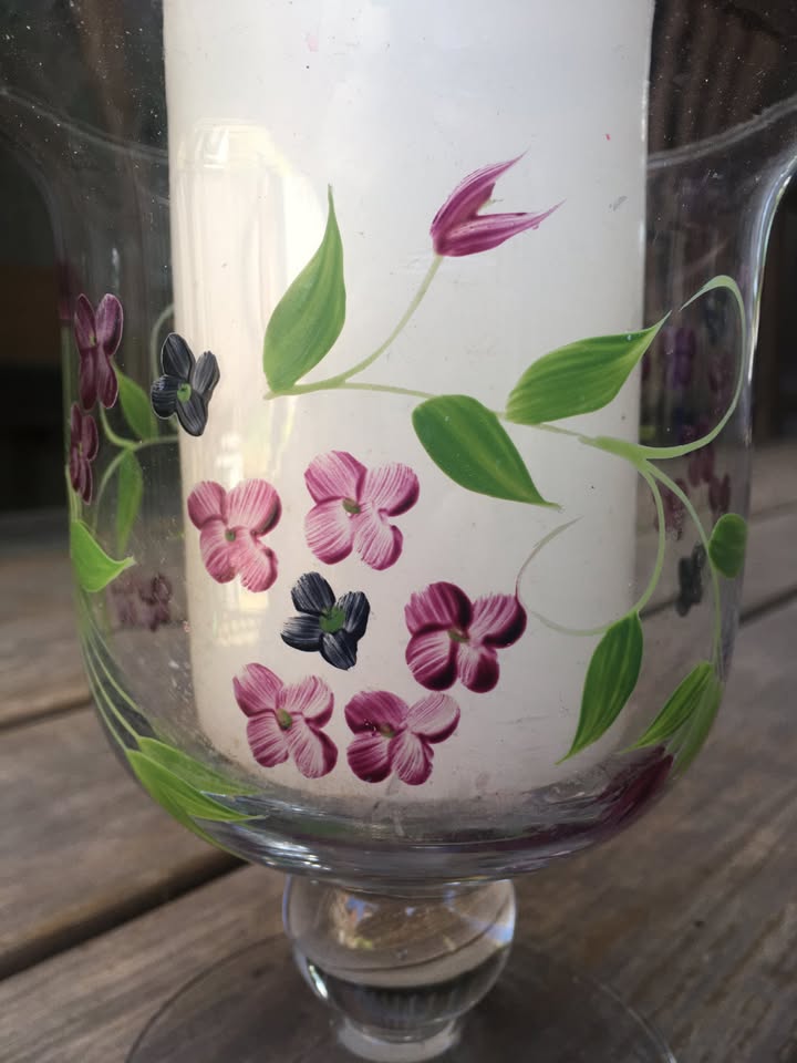 Hand Painted Glass Candle Holder/Vase - 6.75” Tall - photo 5