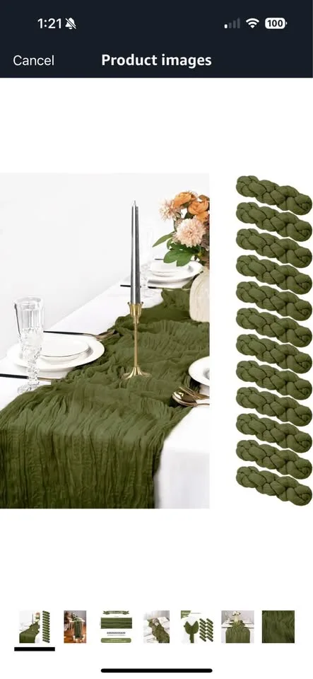 X10 Green Cheesecloth Table Runners image indicator(2)