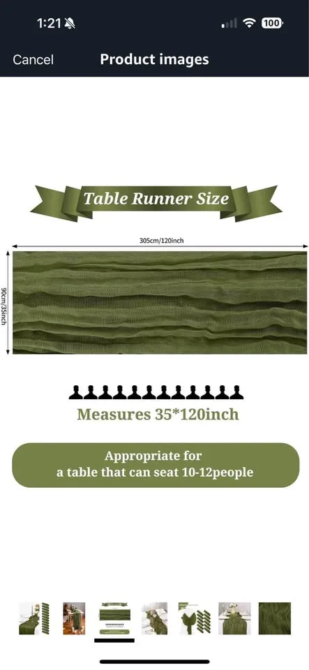 X10 Green Cheesecloth Table Runners image indicator(4)