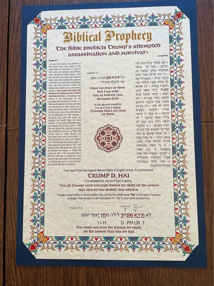 Wall picture of psalm 91 predicting God protection Trump image indicator(2)