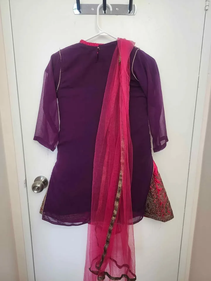 ✨ Purple & Pink Sharara Kameez – Kids Size ✨ image indicator(4)