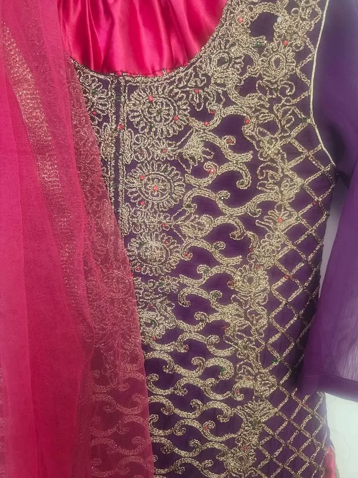 ✨ Purple & Pink Sharara Kameez – Kids Size ✨ image indicator(5)