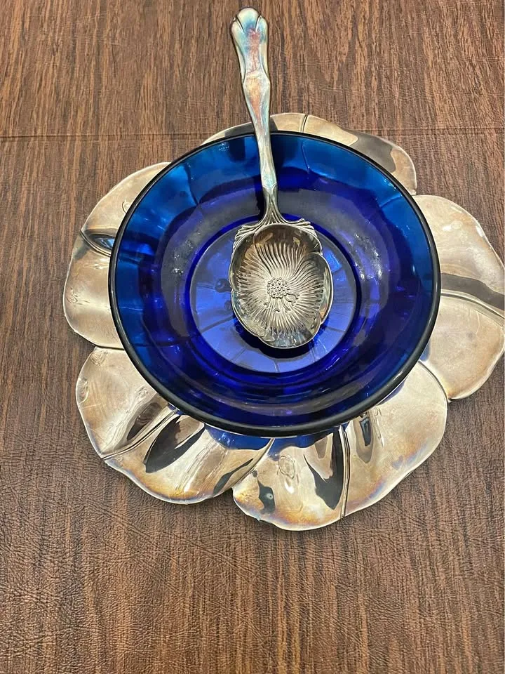 Silver plated plate with bowl thumbnail