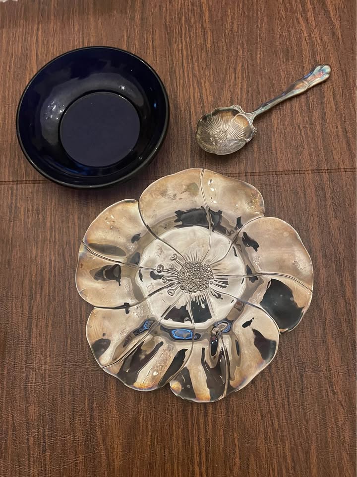 Silver plated plate with bowl - photo 2