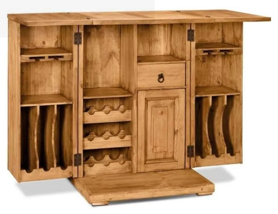 RARE PIECE! Rustic solid wood expandable bar cabinet image indicator(2)