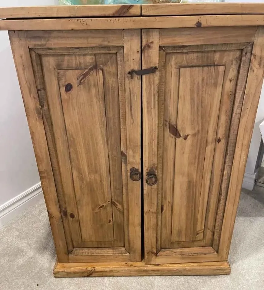 RARE PIECE! Rustic solid wood expandable bar cabinet image indicator(4)