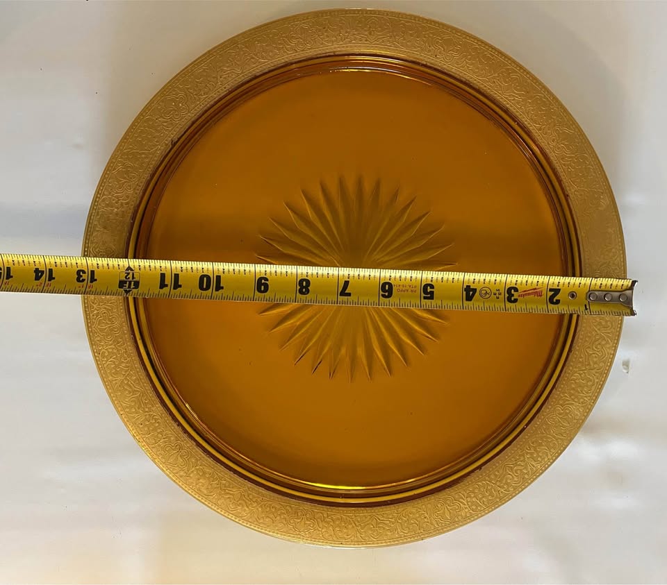 Depression-era Amber Glass Relish Dish With Gold Trim - photo 5