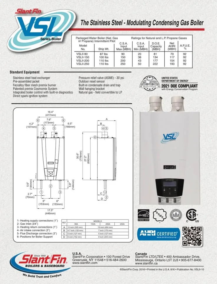 Slant/Fin VSLII 250 Natural Gas Boiler - 250,000 BTU image indicator(8)