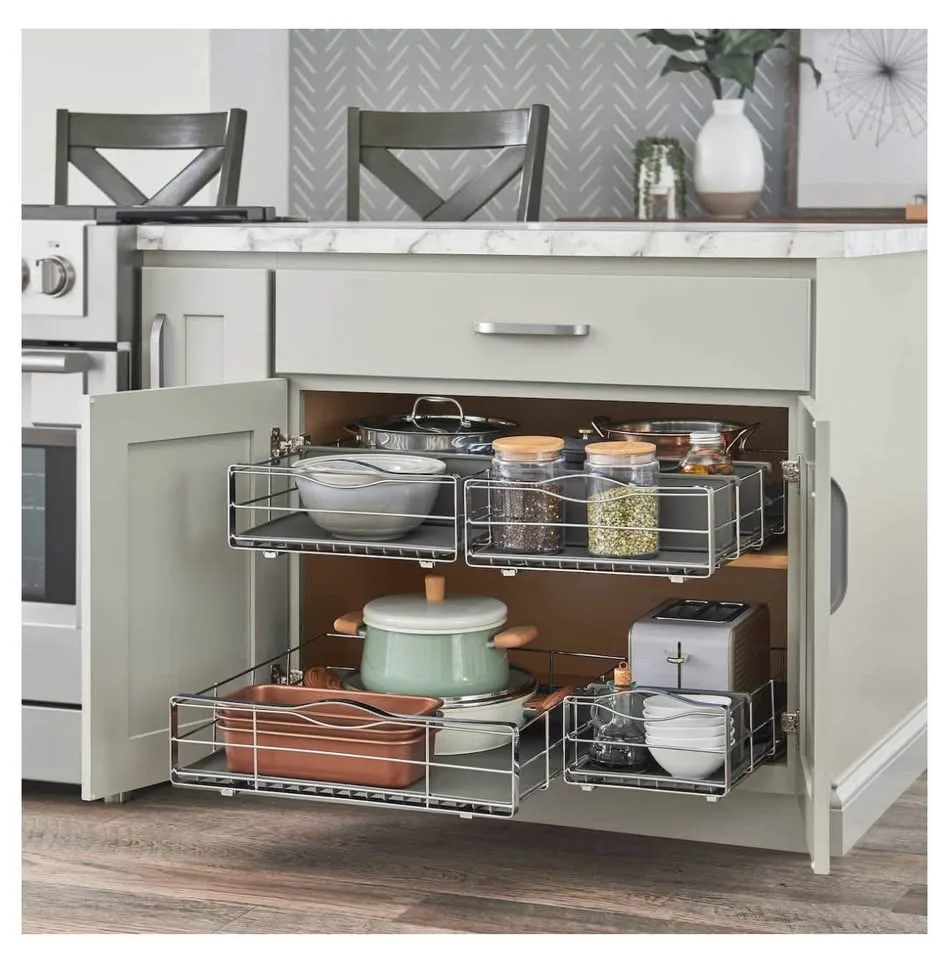 2x Simplehuman Cabinet Organizers - 9” Chrome NEW image indicator(3)