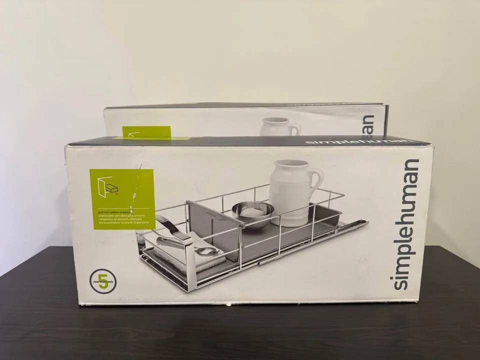 2x Simplehuman Cabinet Organizers - 9” Chrome NEW image indicator(4)