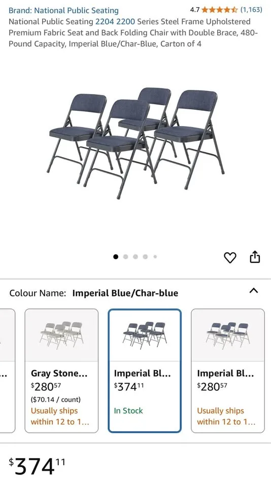 Premium Steel Fabric Folding Chairs - x11 or $50 each image indicator(3)