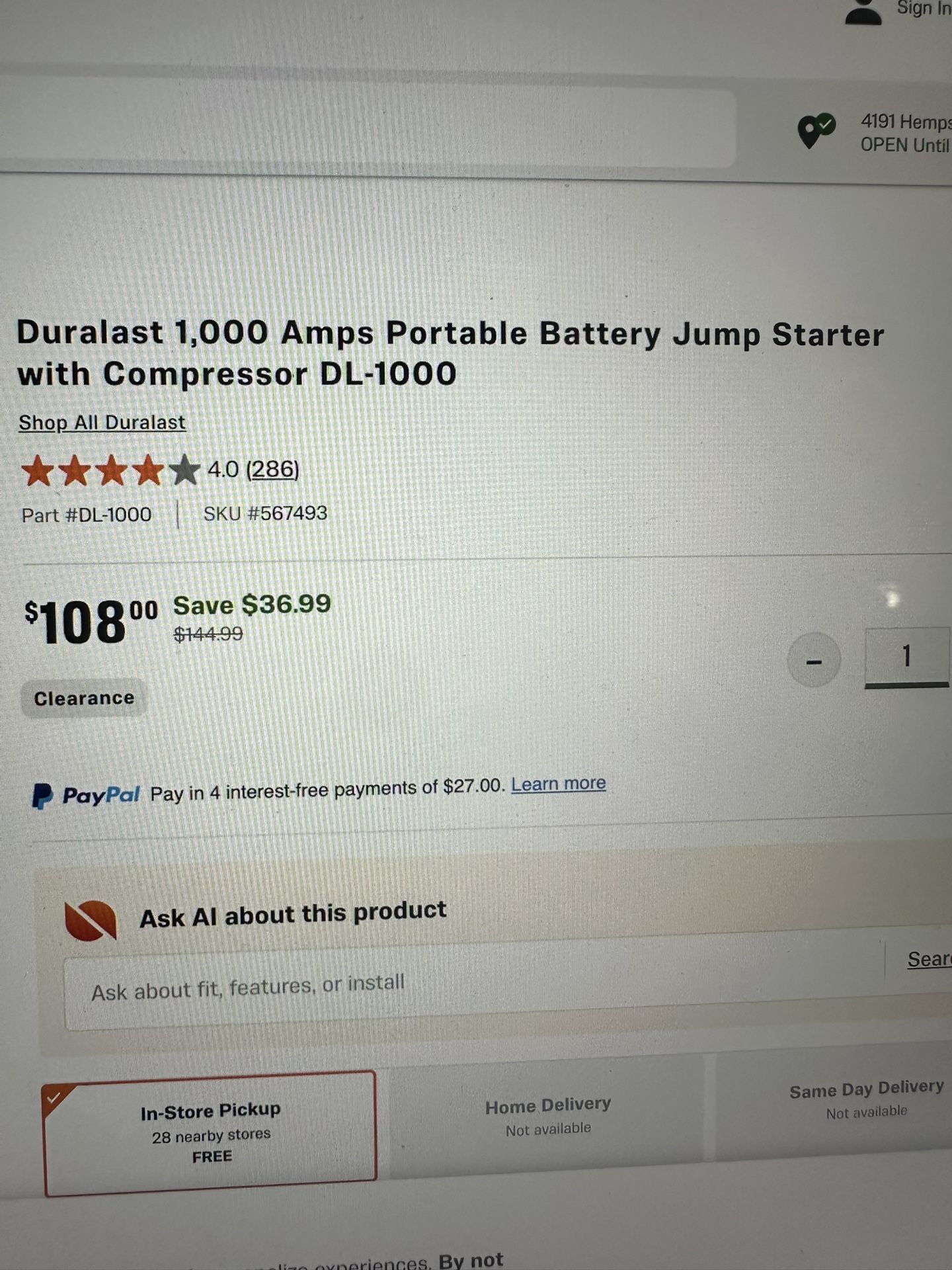 DuraLast Battery Jump Starter With Compressor - photo 5