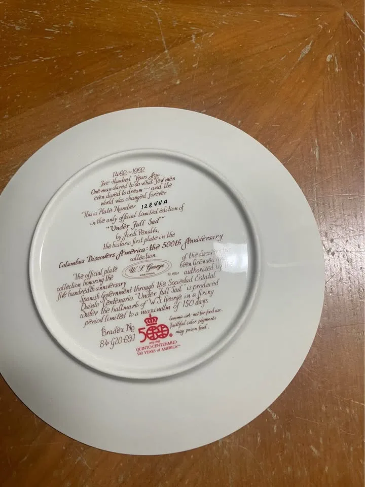 Columbus 1492-1992 Limited Edition Porcelain Plate image indicator(2)