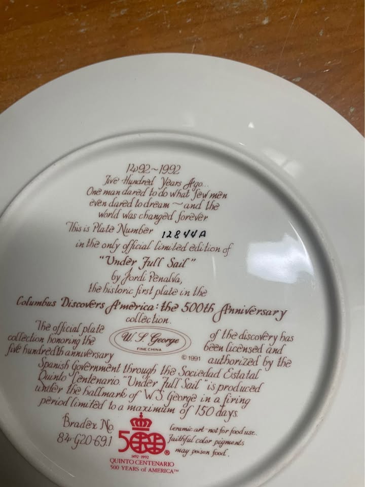 Columbus 1492-1992 Limited Edition Porcelain Plate - photo 3