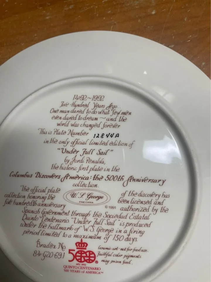Columbus 1492-1992 Limited Edition Porcelain Plate image indicator(3)