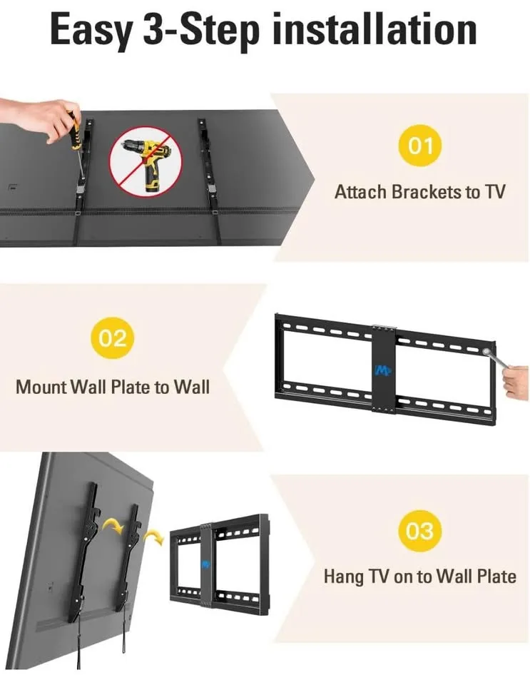 TV Wall Mount - Tilting Low Profile - 37” to 75” TV image indicator(8)
