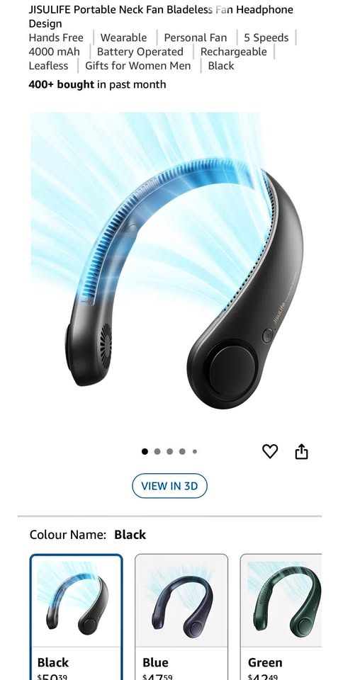 New JISULIFE Portable Neck Fan Bladeless Fan Headphone Design
