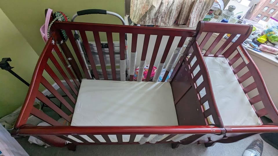 Convertible Baby Crib With Changing Table, Storage and Mattress - photo 2