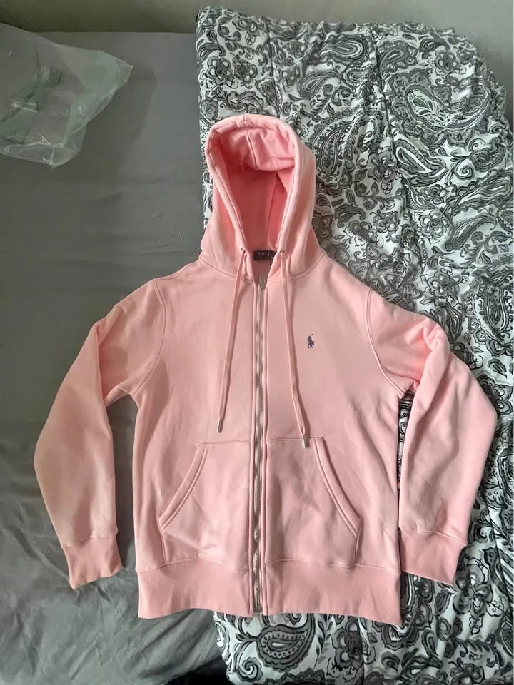 Pink polo zip up (L) thumbnail