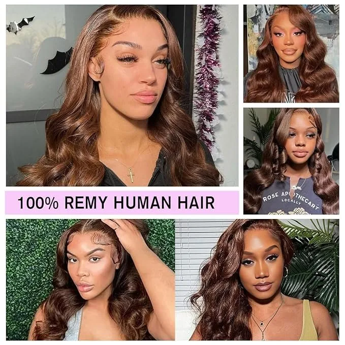 20 Inch Brown Lace Front Wig Human Hair image indicator(2)