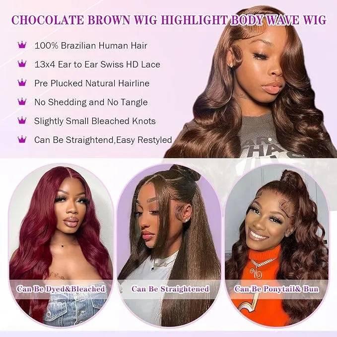 20 Inch Brown Lace Front Wig Human Hair image indicator(3)