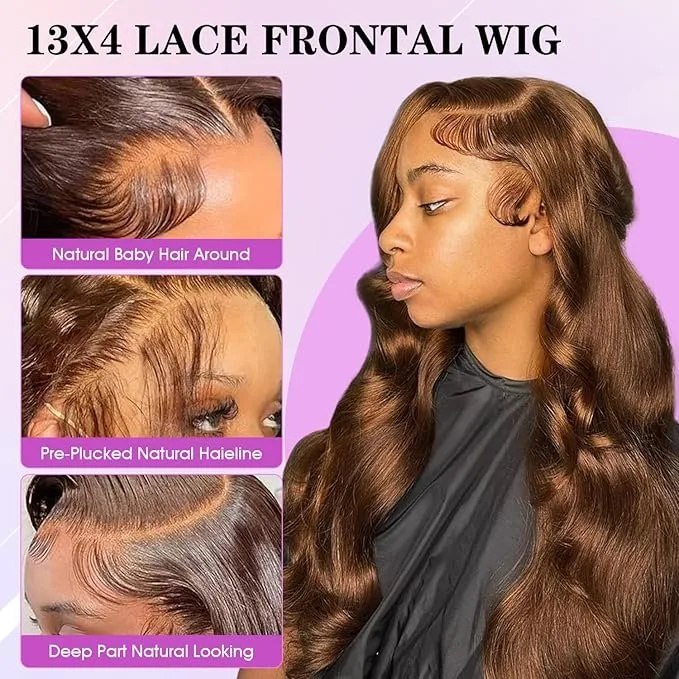 20 Inch Brown Lace Front Wig Human Hair image indicator(5)