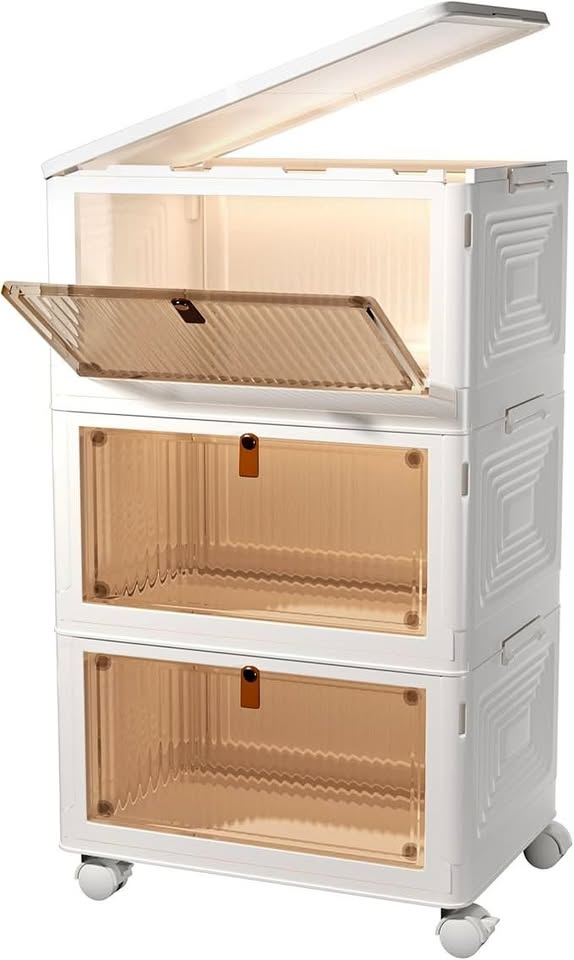 3 Tier Storage Bins with Lid, Stackable Storage Boxes