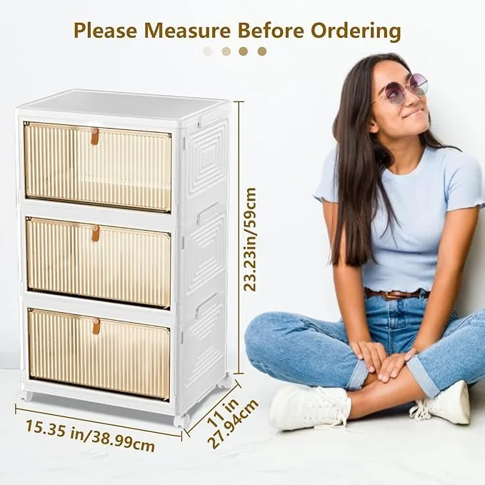 3 Tier Storage Bins with Lid, Stackable Storage Boxes image indicator(2)