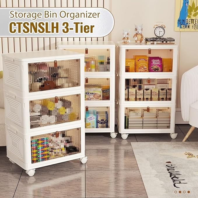 3 Tier Storage Bins with Lid, Stackable Storage Boxes - photo 4