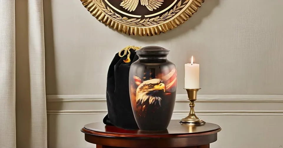 Patriotic Eagle Cremation Urn for Adults – Handcrafted Memorial image indicator(2)