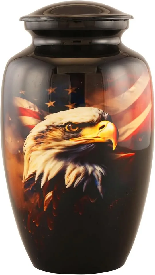 Patriotic Eagle Cremation Urn for Adults – Handcrafted Memorial image indicator(3)