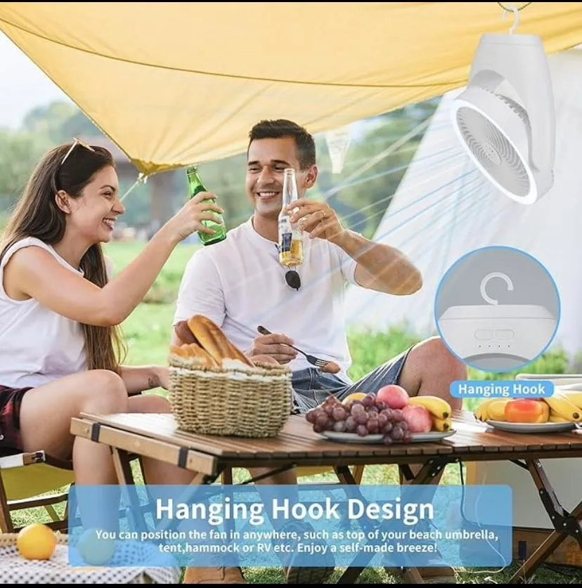 Portable Fan with LED, 12000mAh Rechargeable Battery image indicator(4)