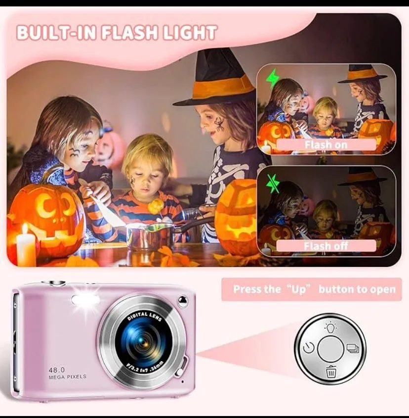 Pink Digital Rechargeable Camera with SD card image indicator(3)