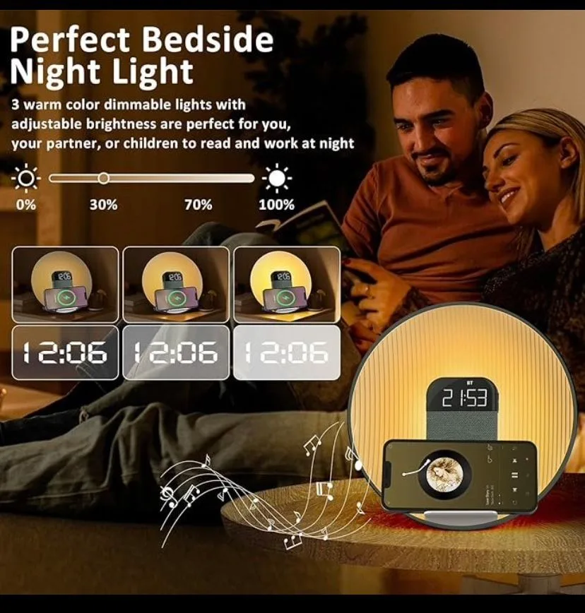 Multifunctional Wireless Charger Sunrise Alarm Clock image indicator(6)